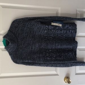 vera wang blue & black stitch turtle neck sweater